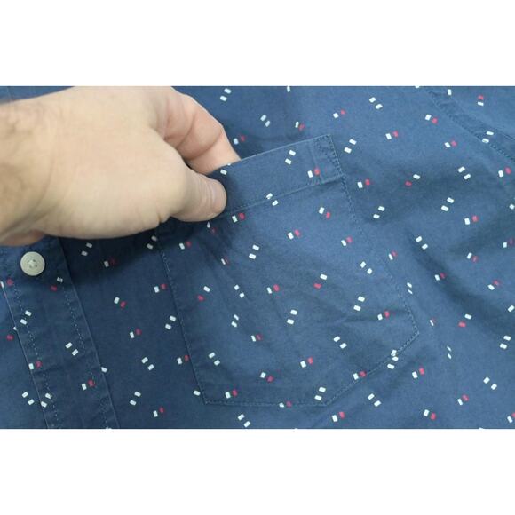 J Crew Slim Fit Dress Shirt Blue Casual Short Sleeve Pocket Mens Sz XL - Picture 6 of 8